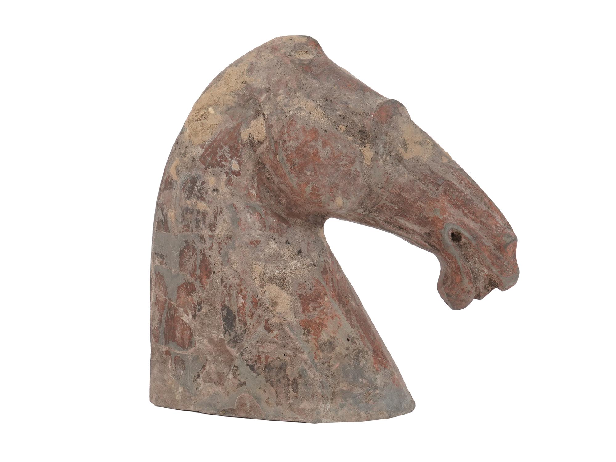 CHINESE TANG DYNASTY TERRACOTTA HORSE HEAD STATUE PIC-2